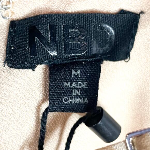 NBD Davis Gown Nude Maxi Dress Ruched Side Slit Subtle‎ Stripe Sz M - Picture 10 of 12